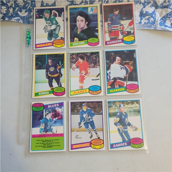 Lot of 9 1980-81 O-Pee-Chee NHL Hockey cards