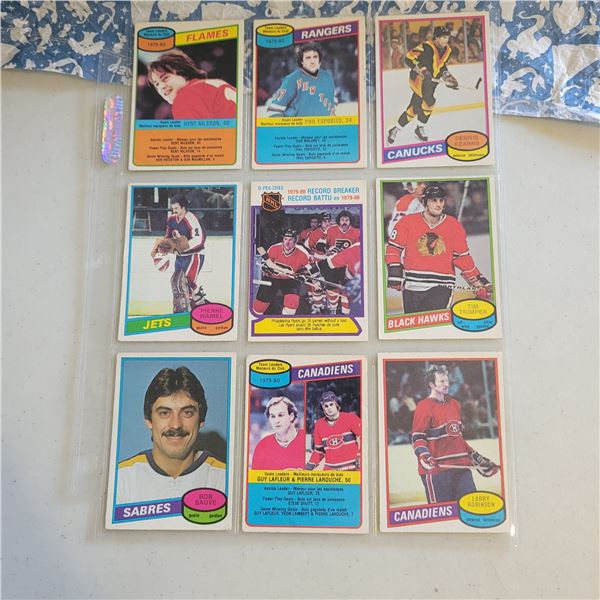 Lot of 9 1980-81 O-Pee-Chee NHL Hockey cards
