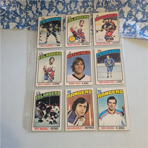 Lot of 9 1976-77 O-Pee-Chee NHL Hockey cards