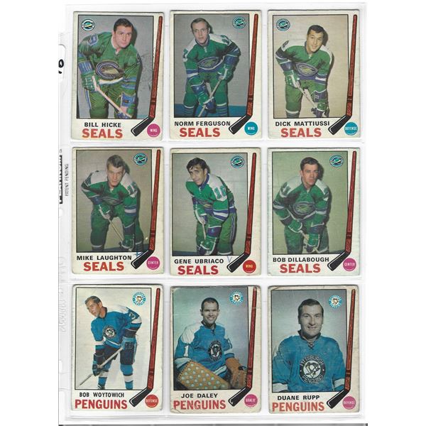 Lot of 9 1969-70 O-Pee-Chee NHL Hockey cards