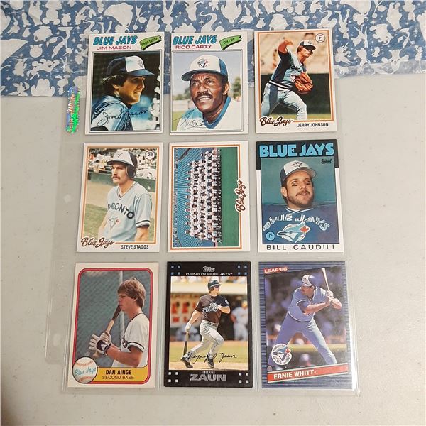 Lot of 9 Toronto Blue Jays Baseball cards