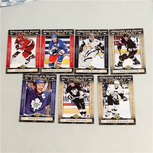 Lot of 7 2006-07 Upper Deck Hockey Biography of A Season cards