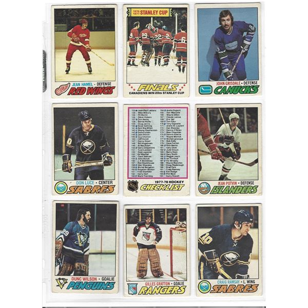 Lot of 9 1977-78 O-Pee-Chee NHL Hockey cards