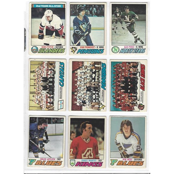 Lot of 9 1977-78 O-Pee-Chee NHL Hockey cards