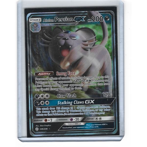 Pokemon Alolan Persian GX Ultra Rare Holo 129/236