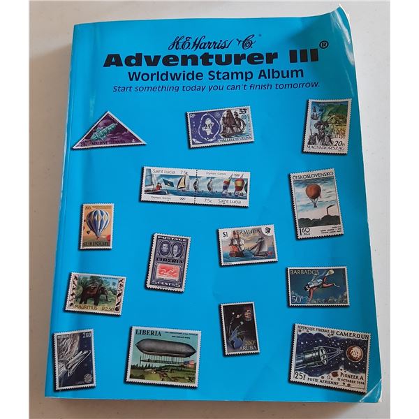 H.E. Harris Adventurer III Worldwide Stamp Album With Some Stamps in it