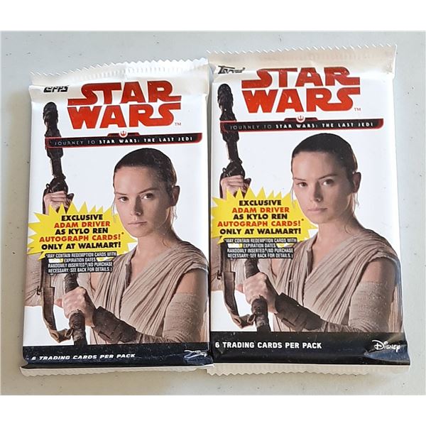 Lot of 2 2017 Topps Star Wars Journey To The Last Jedi packs
