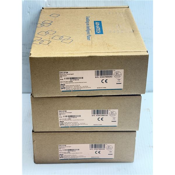 (3) Advantech #EKI-2728 8 Port Industrial Unmanaged GbE Switch