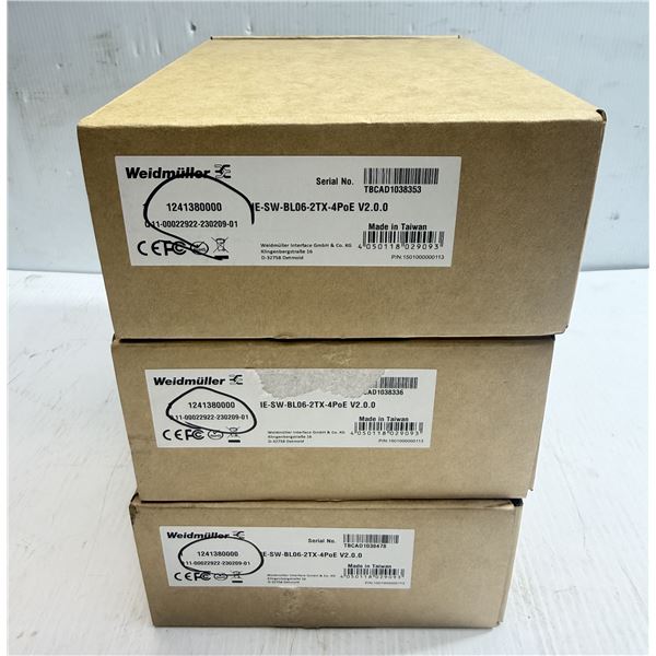 (3) Weidmuller #IE-SW-BL06-2TX-4PoE V.2.0.0 / #1241380000 Isolated Power Supply