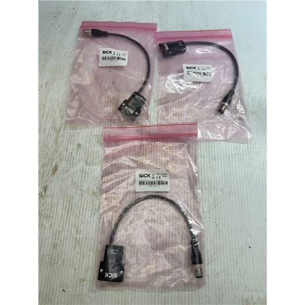 (3) Sick #2076832 Plug Adapter M12-5 Extension