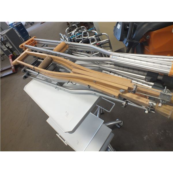6 Sets Of Crutches & Cart On Wheels