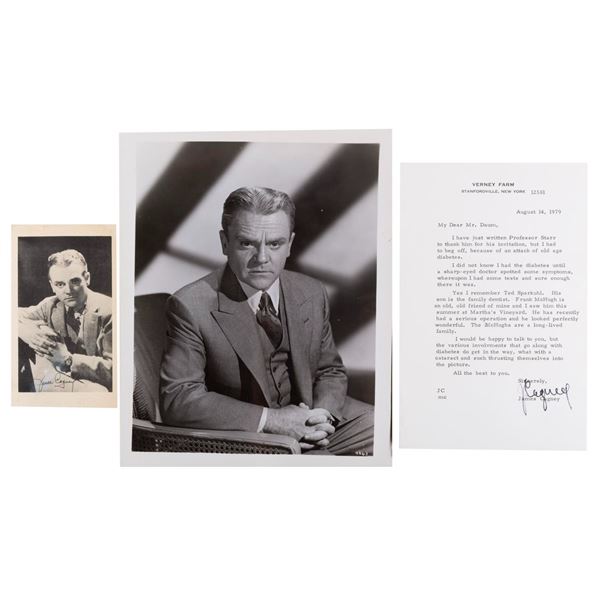 A James Cagney Fan Card, Signed Letter, and Publicity Photo.