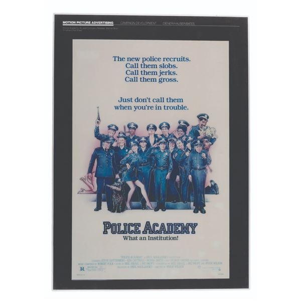 A "Police Academy" Movie Poster Presentation Board.