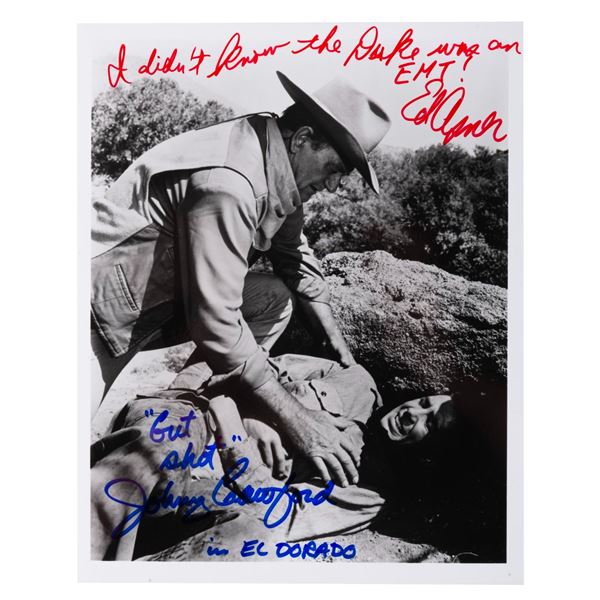 An Ed Asner and Johnny Crawford Signed "El Dorado" Photograph.