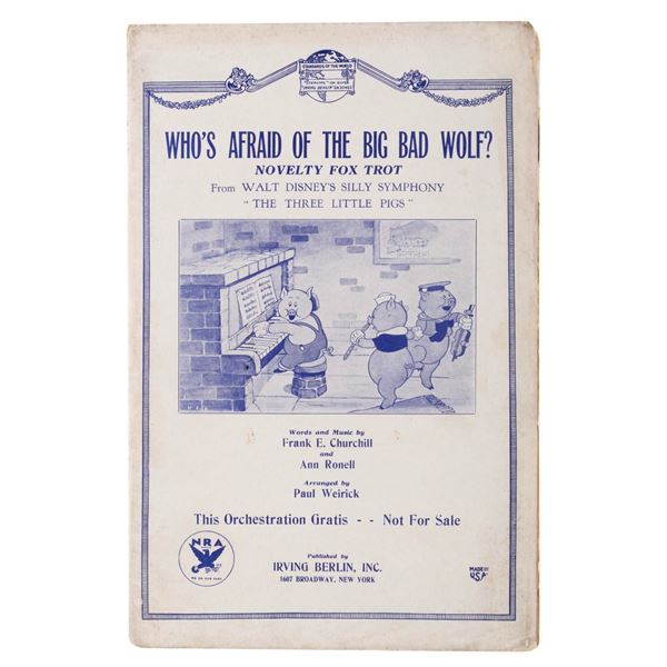 "Who's Afraid of the Big Bad Wolf?" Sheet Music.