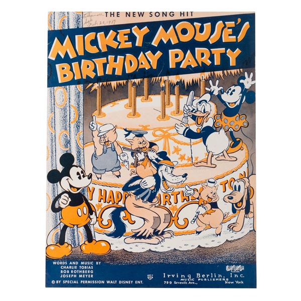 "Mickey Mouse's Birthday Party" Sheet Music.