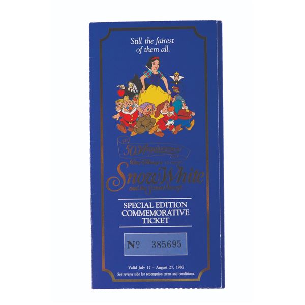A “Snow White” 50th Anniversary Ticket and Coin.