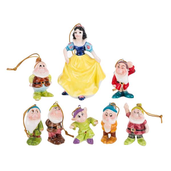 A Ceramic "Snow White" Christmas Ornament Set.