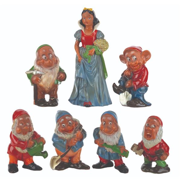 A Set of "Snow White and the Seven Dwarfs" Terracotta Figurines.