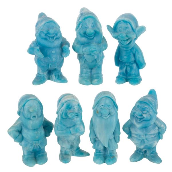 A Set of Blue Cameonyx "Snow White" Dwarfs Figurines.