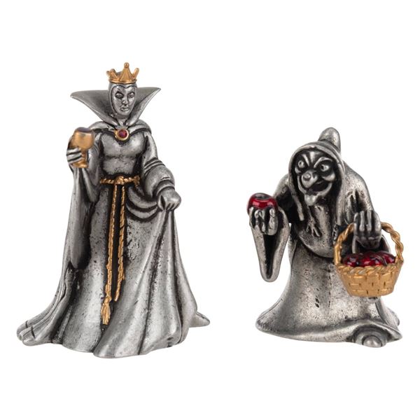 A Pair of "Snow White" Evil Queen and Old Hag Pewter Figurines.