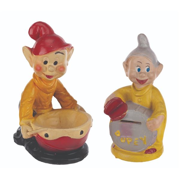 A "Snow White" Dopey Bank and Trinket Dish.