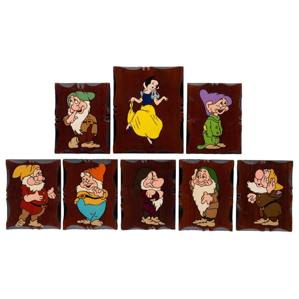 A Set of "Snow White" Wooden Character Plaques.