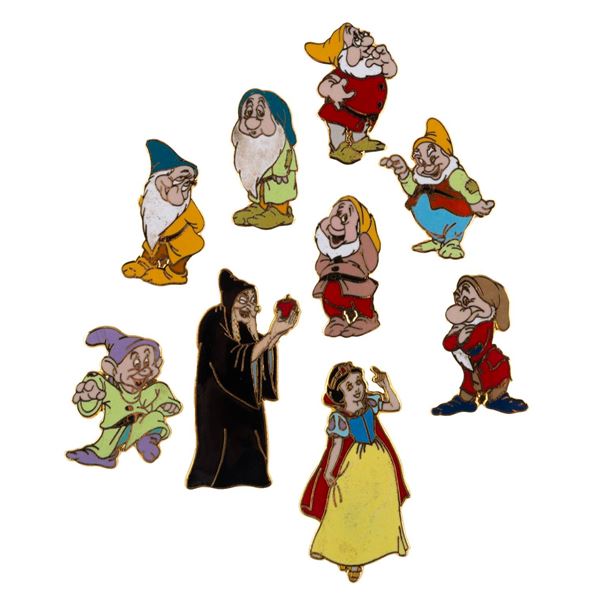 A Cast Member Exclusive "Snow White" 50th Anniversary Pin Set.