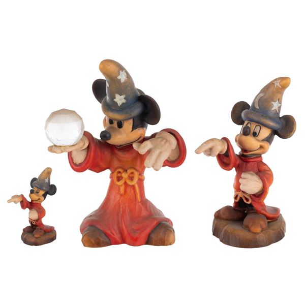 Three "Fantasia" Sorcerer Mickey Figurines by ANRI.