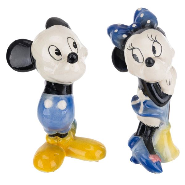 A Pair of 1940s Mickey and Minnie Figurines.