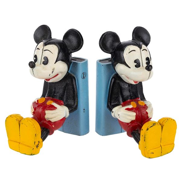 A Set of Cast Iron Mickey Mouse Bookend Banks.
