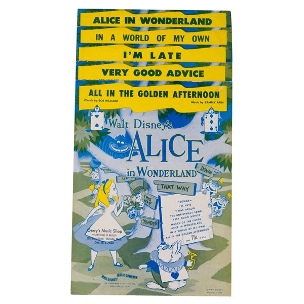 A Collection of "Alice in Wonderland" Sheet Music.