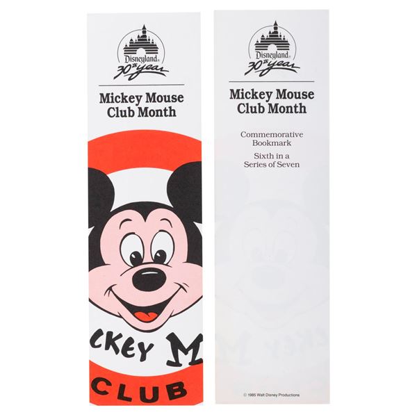 A Pair of Disneyland 30th Year Mickey Mouse Club Bookmarks.