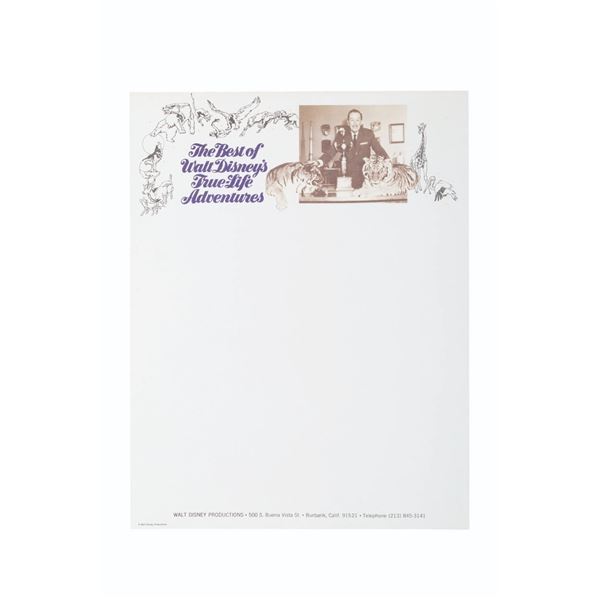 A Rare "Best of True Life Adventures" Stationery Sheet.