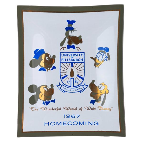 A University of Pittsburgh 1967 Disney Glass Ashtray.