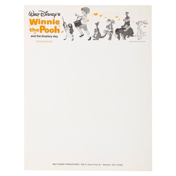 A “Winnie the Pooh and the Blustery Day” Stationery Sheet.