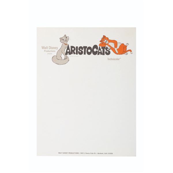 A "The Aristocats" Stationery Sheet.