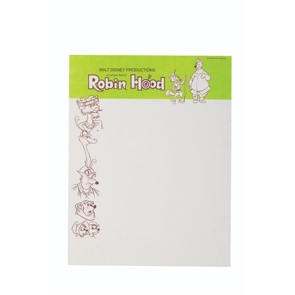 A Sheet of Disney Studio "Robin Hood" Production Letterhead.