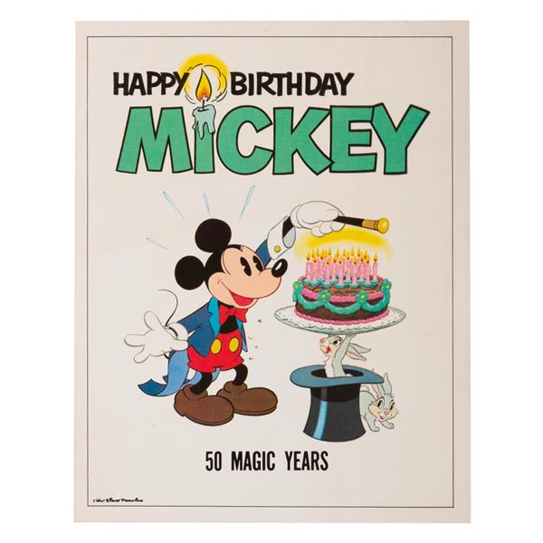 A Mickey Mouse 50th Birthday Card.