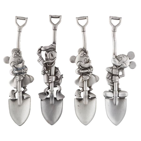 A Collection of Pewter Character Shovel Spoons.