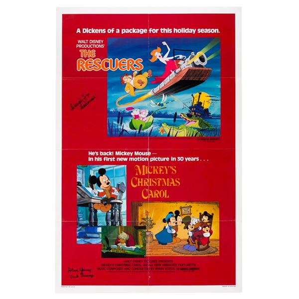 A Signed Rescuers & Mickey’s Christmas Carol Poster.