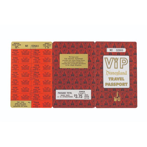 A Disneyland Child VIP Travel Passport.