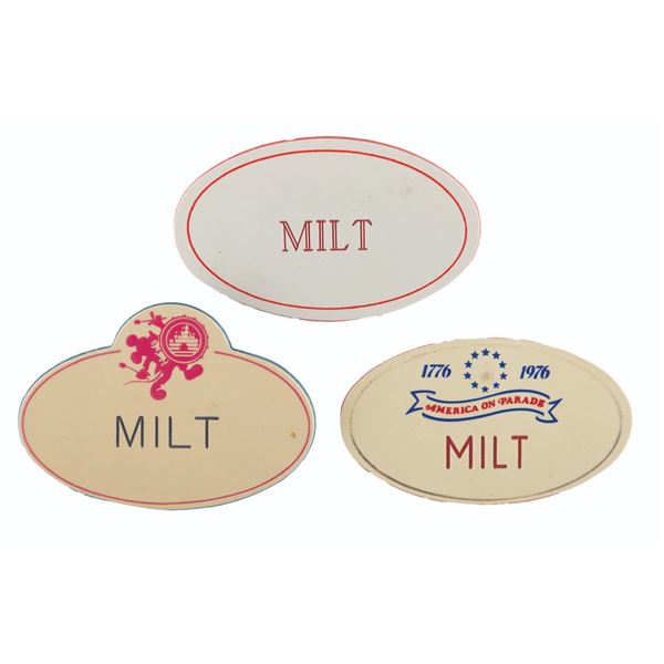 A Trio of Milt Disneyland Name Badges.