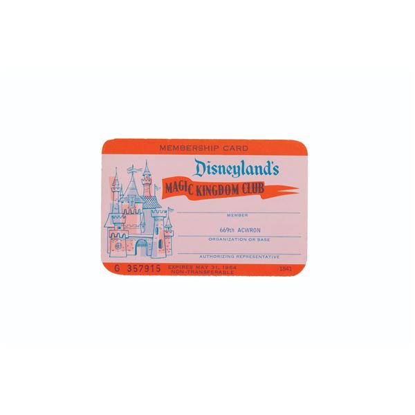A Disneyland's Magic Kingdom Club Membership Card.