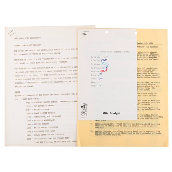 A Collection of Disneyland ‘65 Planning Documents.