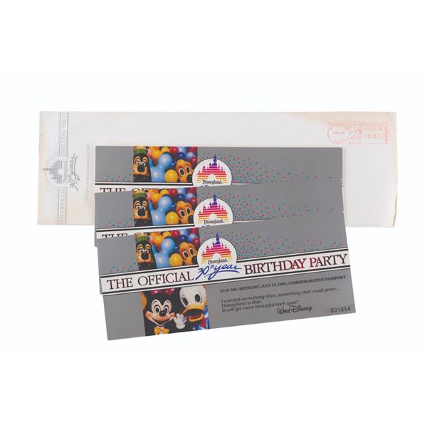 A Trio of Official Disneyland 30th Year Birthday Party Commemorative Passports.