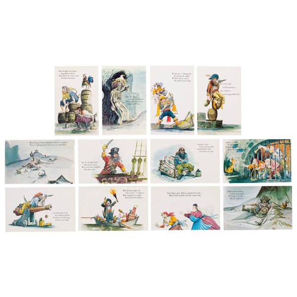 A Complete Set of Pirates of the Caribbean Marc Davis Postcards.