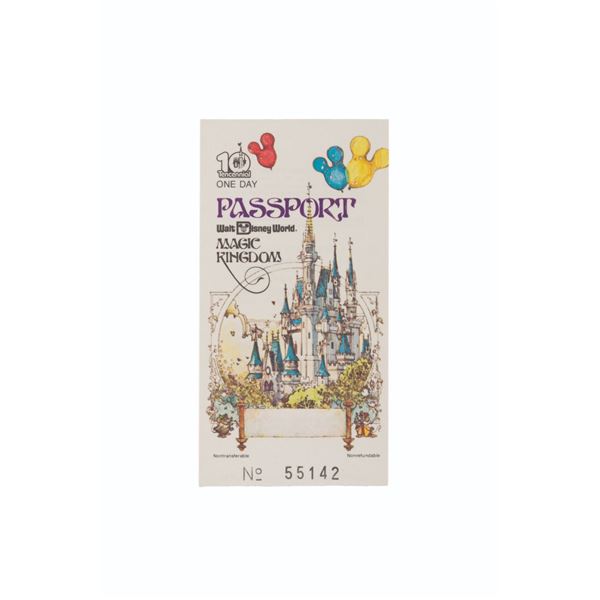 A Rare Walt Disney World Magic Kingdom Tencennial Passport.