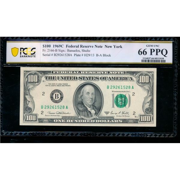 1969C $100 New York FRN PCGS 66PPQ