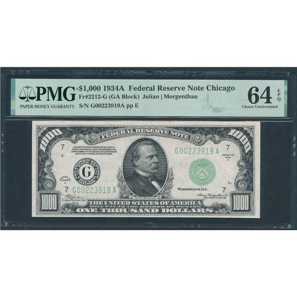 1934A $1000 Chicago FRN PMG 64EPQ